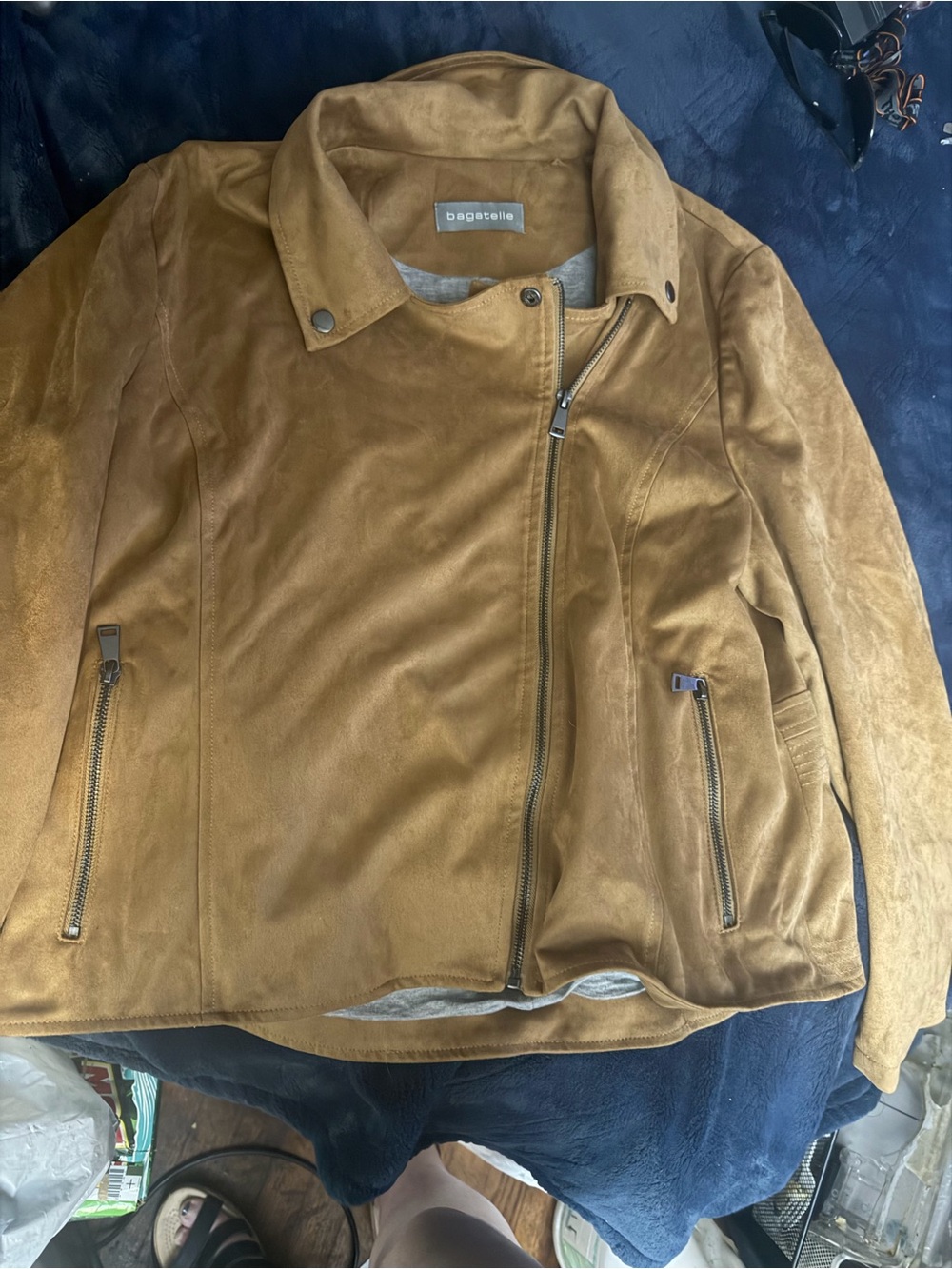 bagatelle Suede Bomber Jacket in Camel Brown
